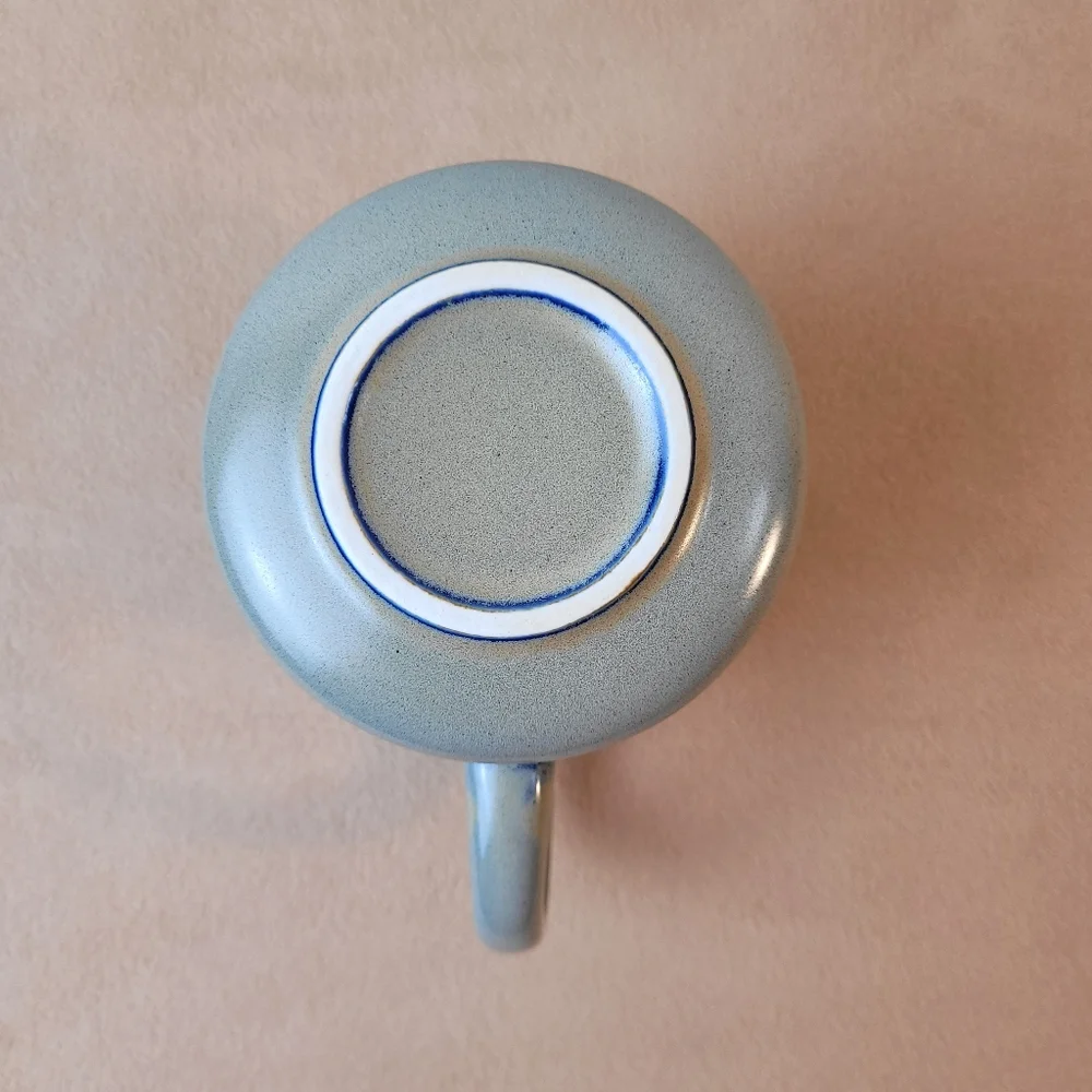 Young Living Mug Stoneware Coffee Cup Gray Blue. Speckled Ceramic. Round Handle.